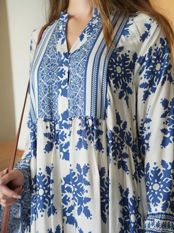 sachin and babi light blue dress White Tunic Embroidered Kaftan, Bohemian Embroidery Tunic Dress, Beautiful Embroidery, Egyptian Cotton. Summer, Party, Casual, Home Dress main image 1