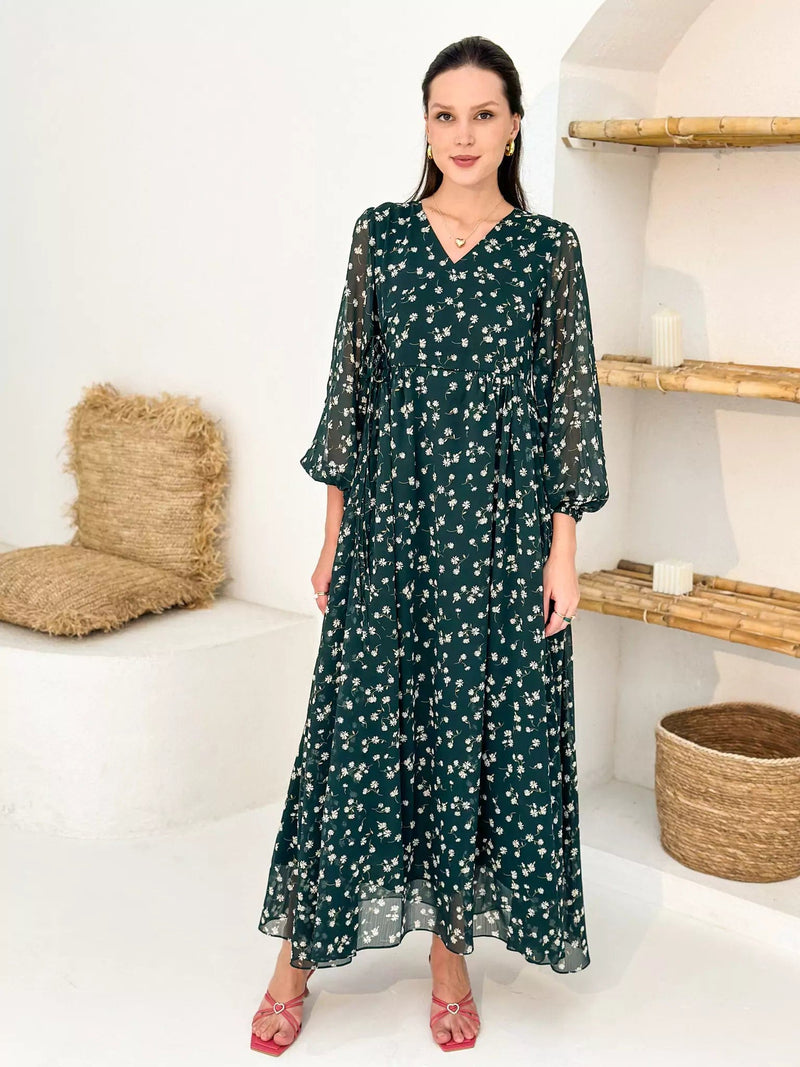 Liliosa Green Floral Dress Dresses  - Sowears