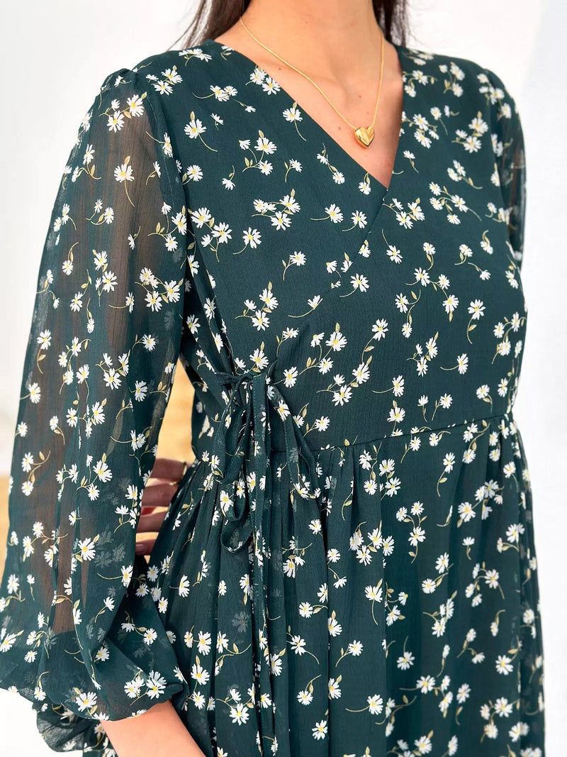 Liliosa Green Floral Dress Dresses  - Sowears