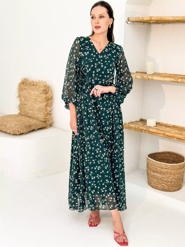 Liliosa Green Floral Dress Dresses  - Sowears