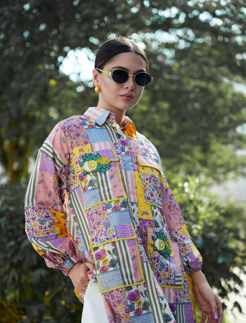 Lime Medley Embellished Shirt Dresses  - Sowears