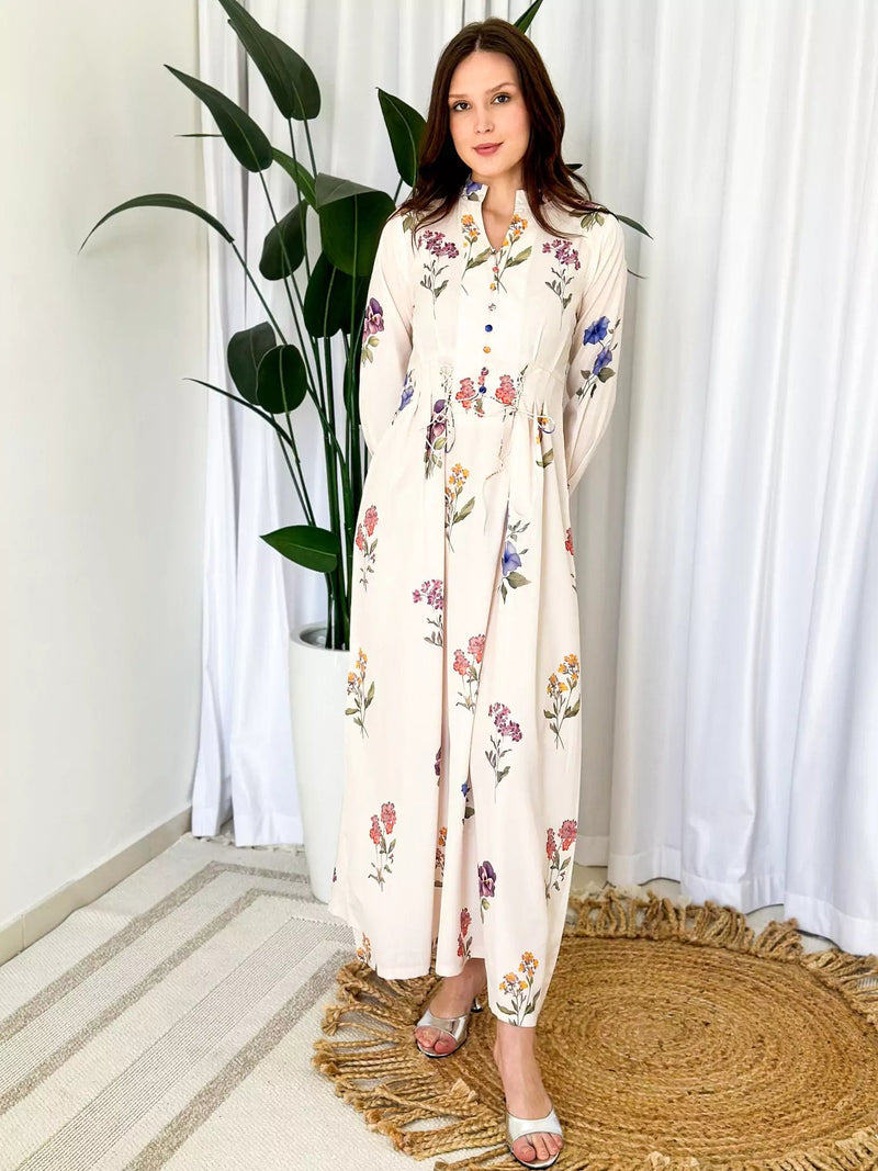 Linda Printed Floral Long Dress Dresses  - Sowears