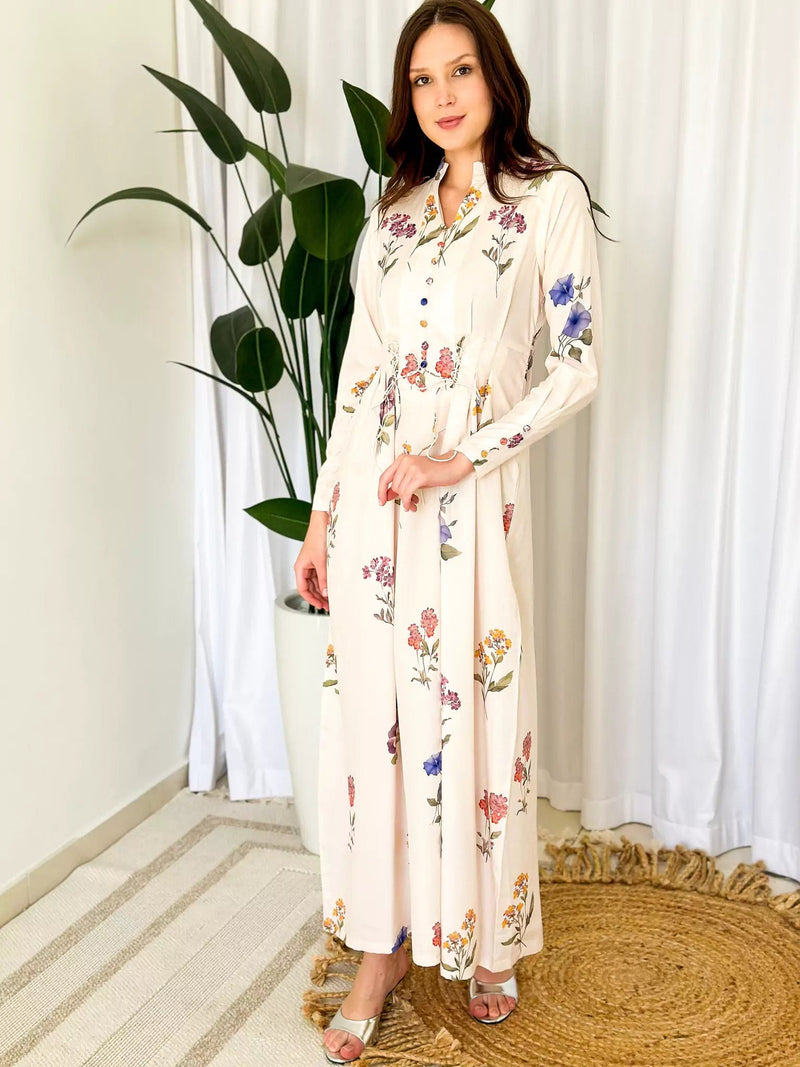 Linda Printed Floral Long Dress Dresses  - Sowears