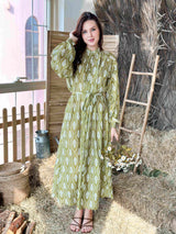 lucy light green floral maxi dress by sowears