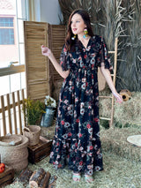 Lyra Black Floral Dress Dresses  - Sowears