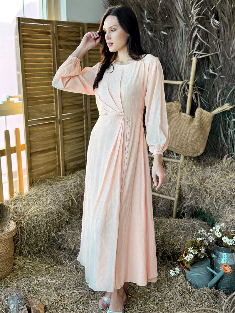 Maple Front Button Style Long Dress Dresses  - Sowears