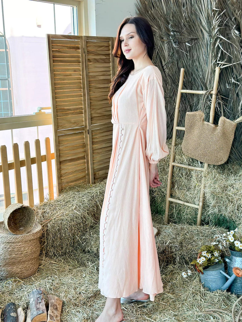 Maple Front Button Style Long Dress Dresses  - Sowears