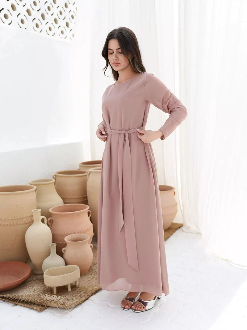 Mariposa Beige Full Dress And Upper Dresses  - Sowears