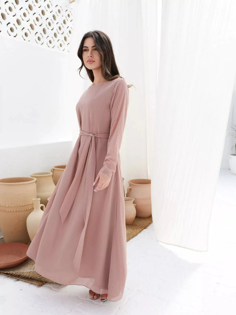 Mariposa Beige Full Dress And Upper Dresses  - Sowears