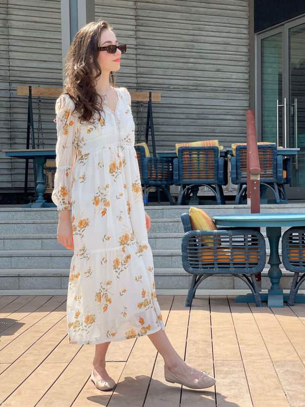 white christmas dresses Mays Day Off White Floral Dress