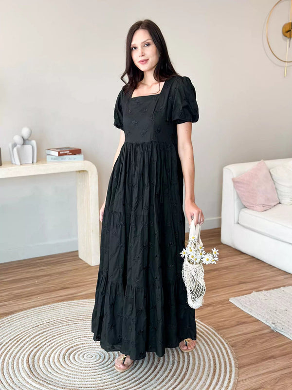 Mid Summer Embroidered Dress - Black Mid Summer Embroidered Dress - Black