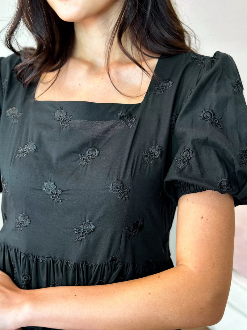 Mid Summer Embroidered Dress - Black Dresses  - Sowears