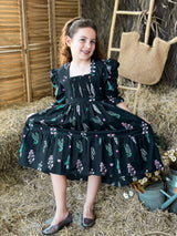 Mini Berry Black Floral Dress Dresses  - Sowears