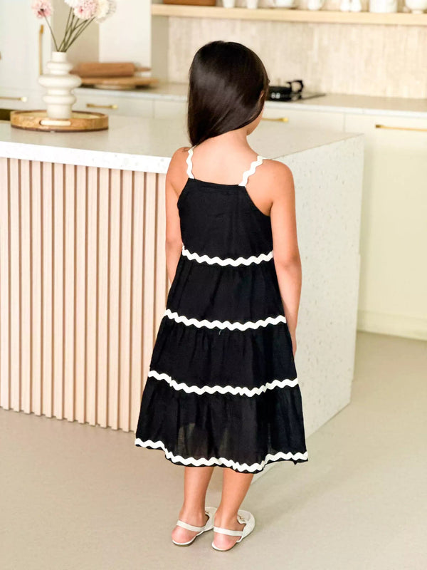Mini Black Swirl Dress For Girls