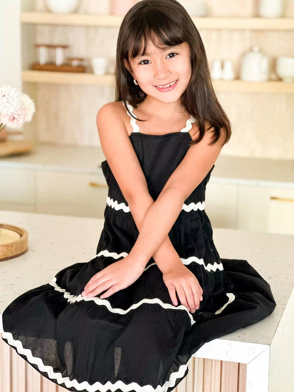 Mini Black Swirl Dress For Girls