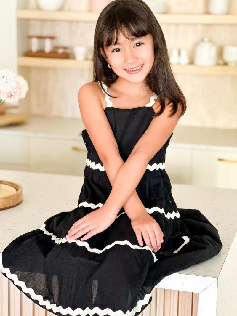 Mini Black Swirl Dress For Girls Dresses  - Sowears