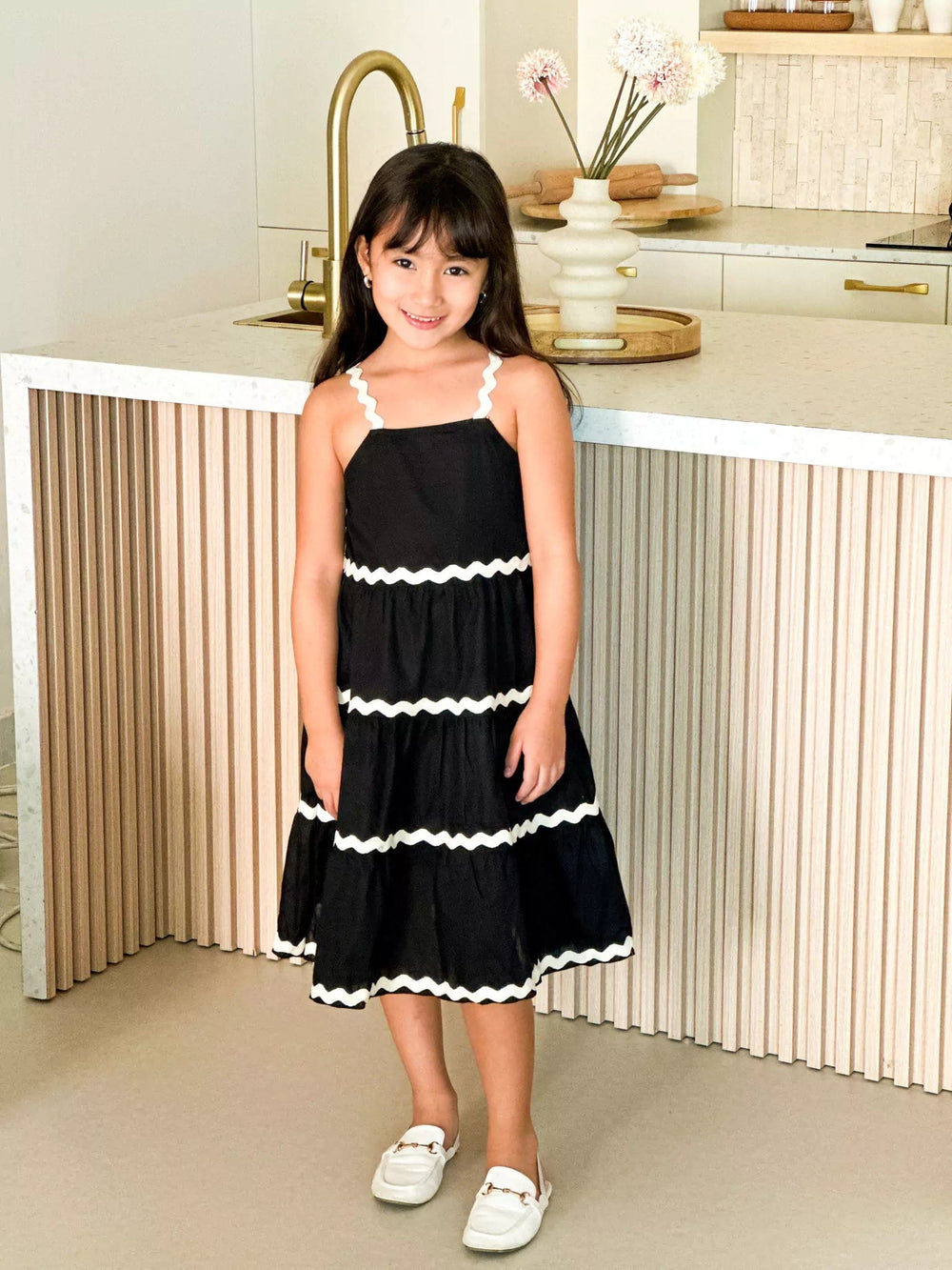 Mini Black Swirl Dress For Girls