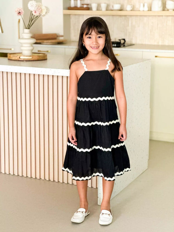 Mini Black Swirl Dress For Girls