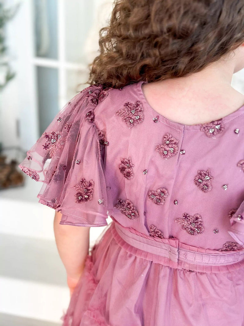 Mini Stella Frill Maxi Dress - Mauve Dresses  - Sowears