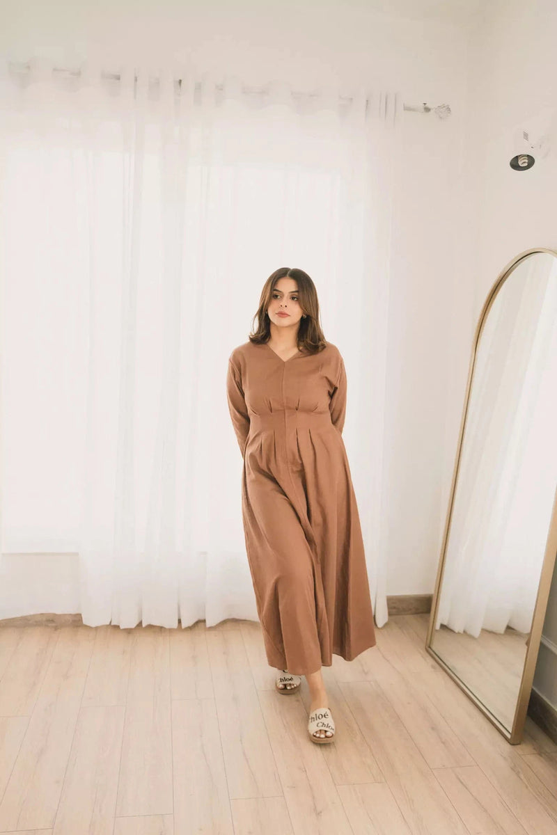 Miry Brown Long Dress Dresses  - Sowears