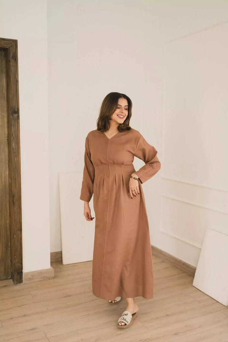 Miry Brown Long Dress Dresses  - Sowears