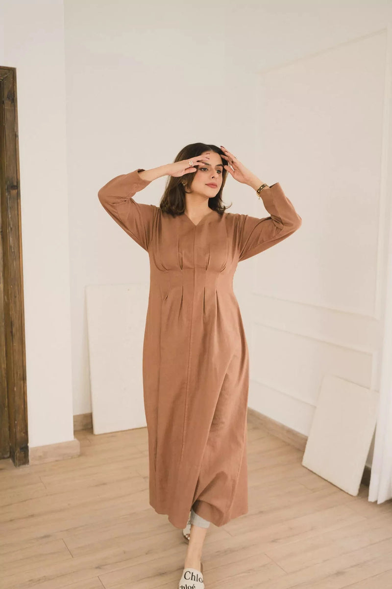 Miry Brown Long Dress Dresses  - Sowears