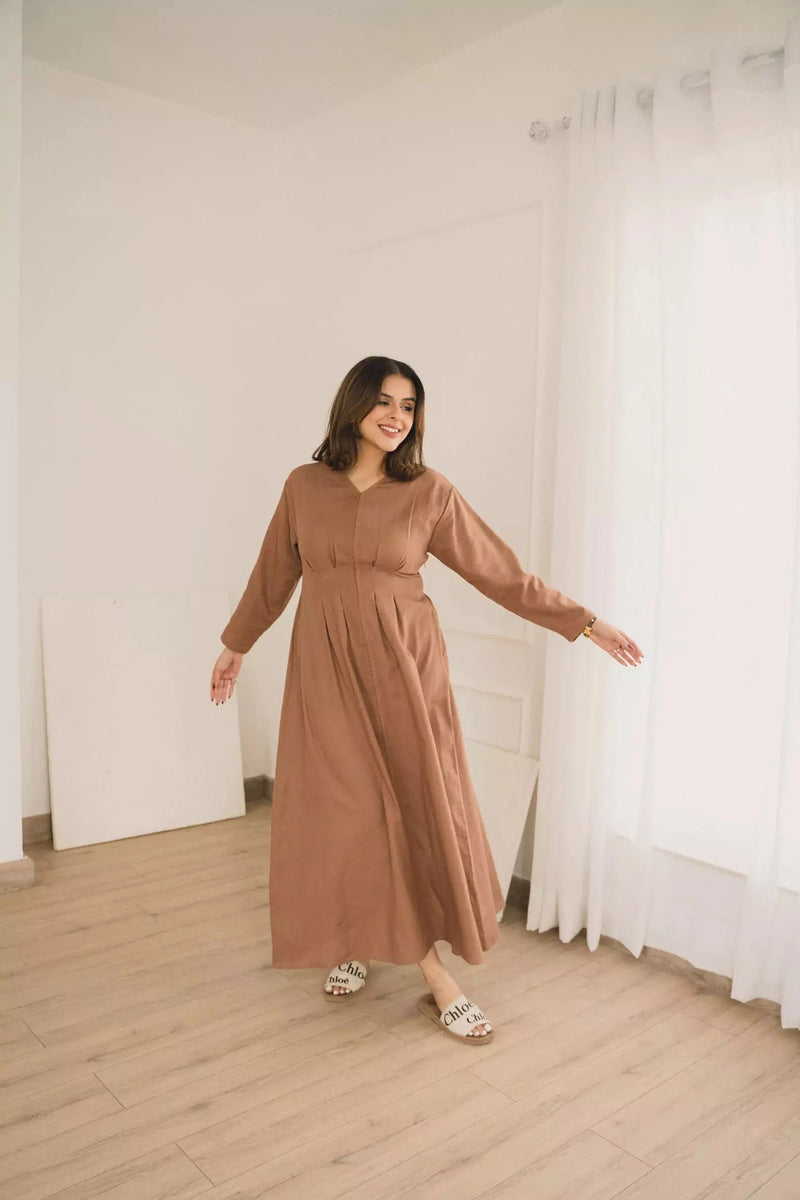 Miry Brown Long Dress Dresses  - Sowears