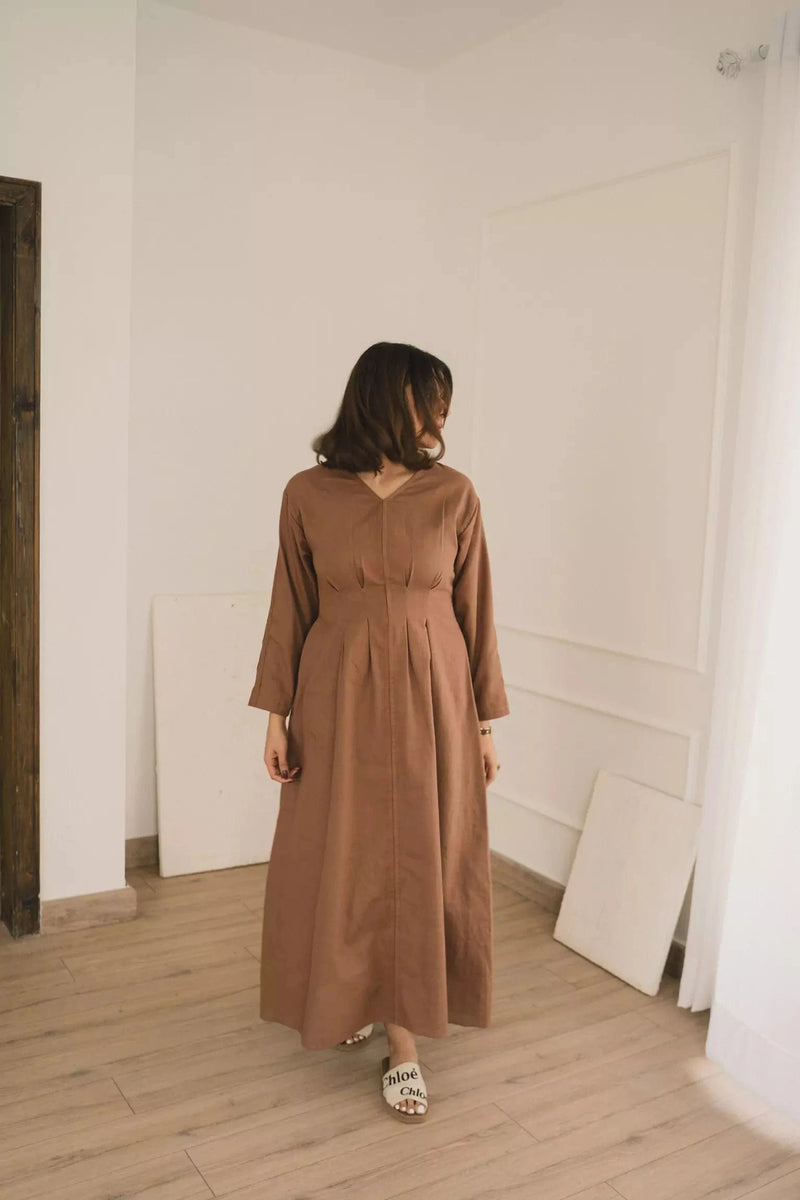 Miry Brown Long Dress Dresses  - Sowears