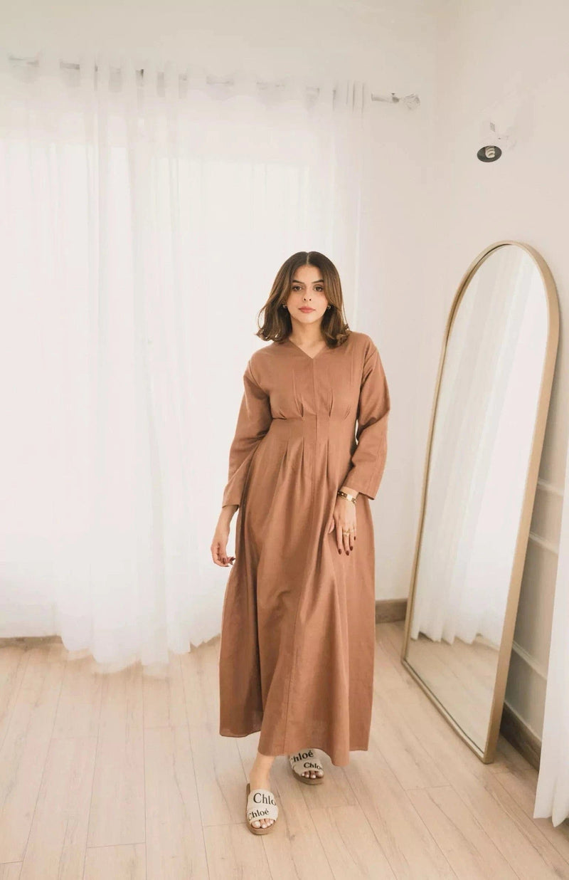 Miry Brown Long Dress Dresses  - Sowears