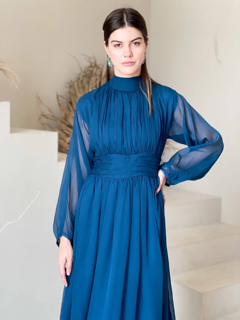 Morgan Blue Solid Dress