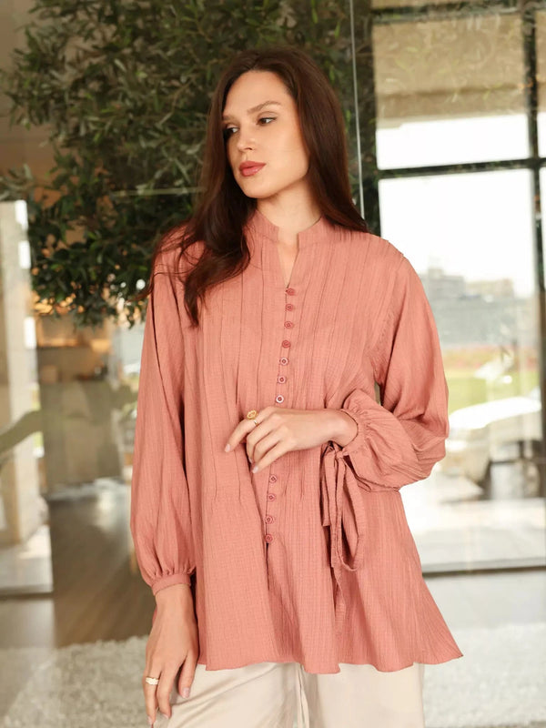 Muskell Gathered Shirt Dresses  - Sowears