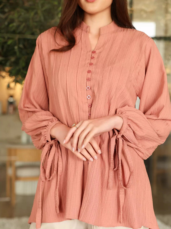 Muskell Gathered Shirt Dresses  - Sowears