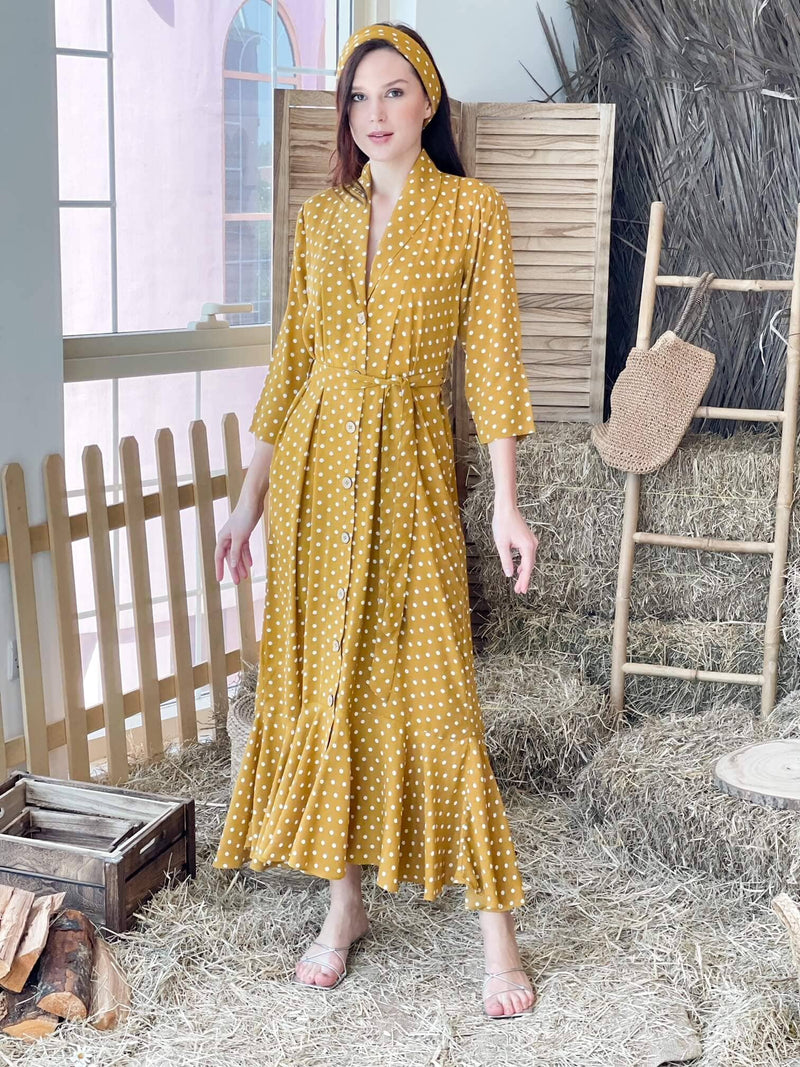 Buy Mustard Polka Dot Dress