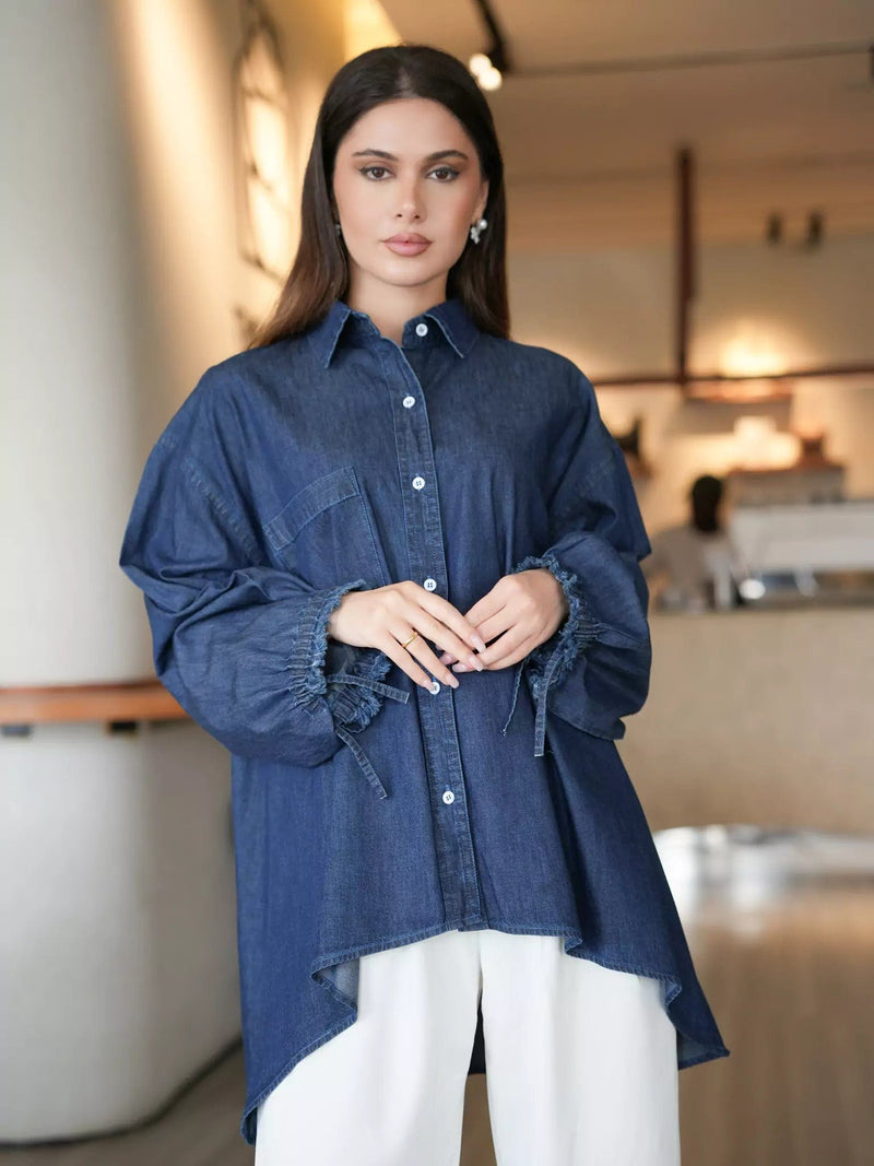 Nimes Denim Shirt Dresses  - Sowears