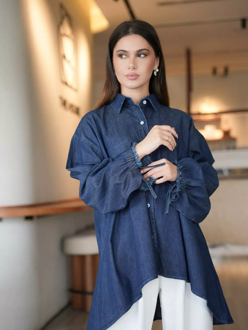 Nimes Denim Shirt Dresses  - Sowears