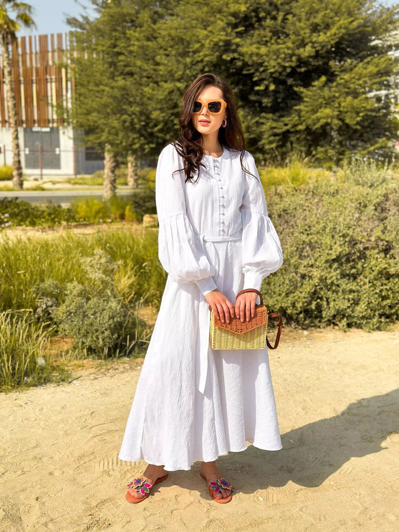 Opal Affair Long Dress - White Dresses  - Sowears