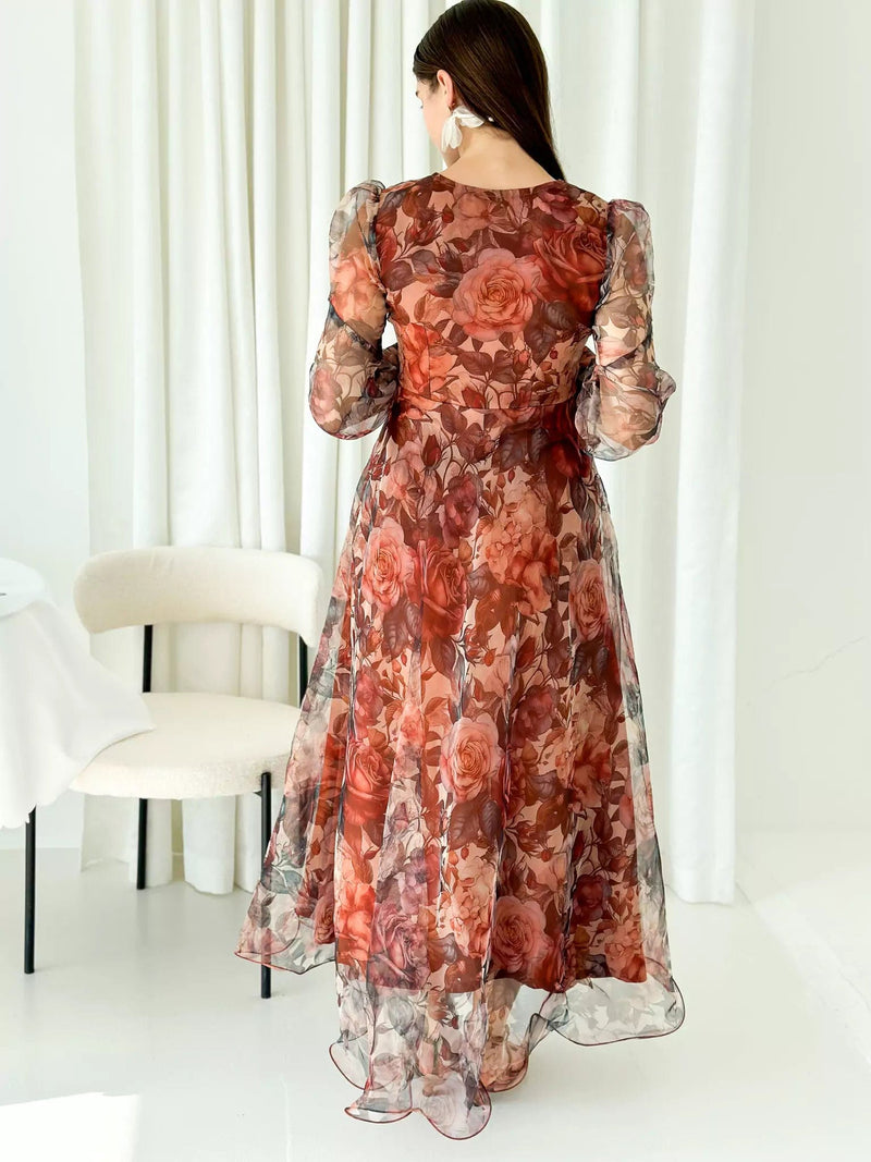 Orchid Floral Organza Dress Dresses  - Sowears