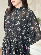 Pansy Black Floral Long Dress Dresses  - Sowears