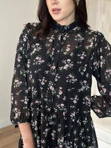 Pansy Black Floral Long Dress Dresses  - Sowears