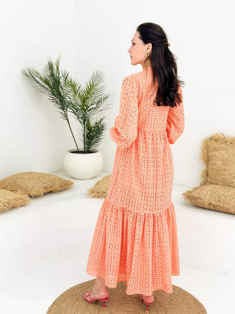 Peach Fuzz Cutwork Dress Dresses  - Sowears