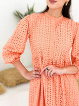 Peach Fuzz Cutwork Dress Dresses  - Sowears