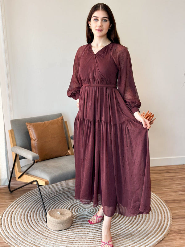 Pecan Rose Long Dress Dresses  - Sowears