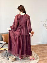 Pecan Rose Long Dress Dresses  - Sowears