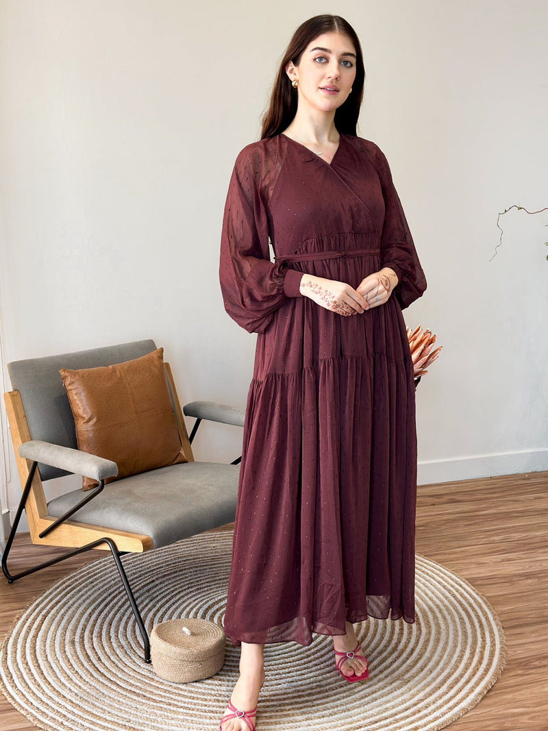 Pecan Rose Long Dress Dresses  - Sowears