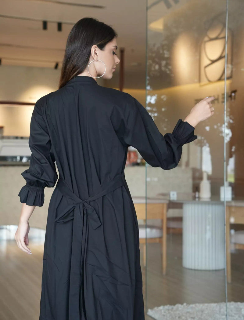 Phantom Black Pleated Dress Dresses  - Sowears