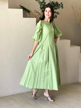 pastel green color long dress by sowears
