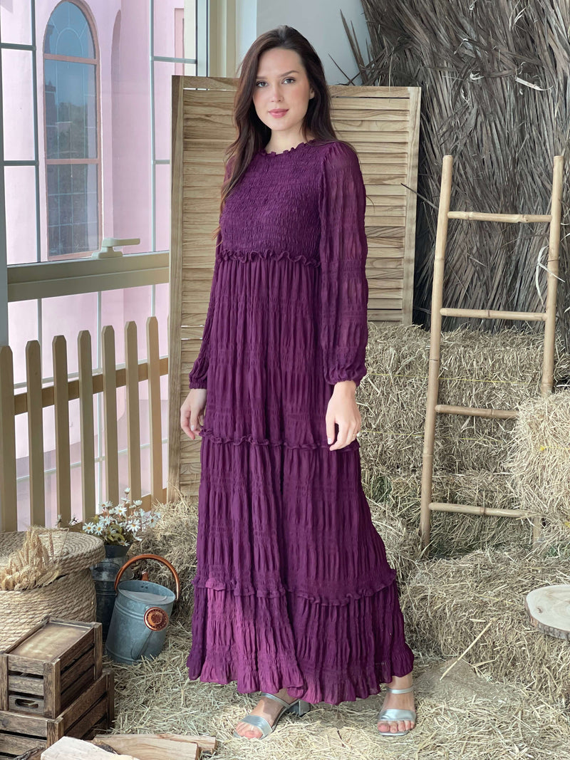 Plum Smock Dress Dresses  - Sowears