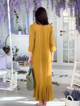 back of mustard polka dot dress by sowears
