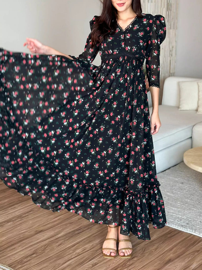 Raven Lily Floral Long Dress Dresses  - Sowears