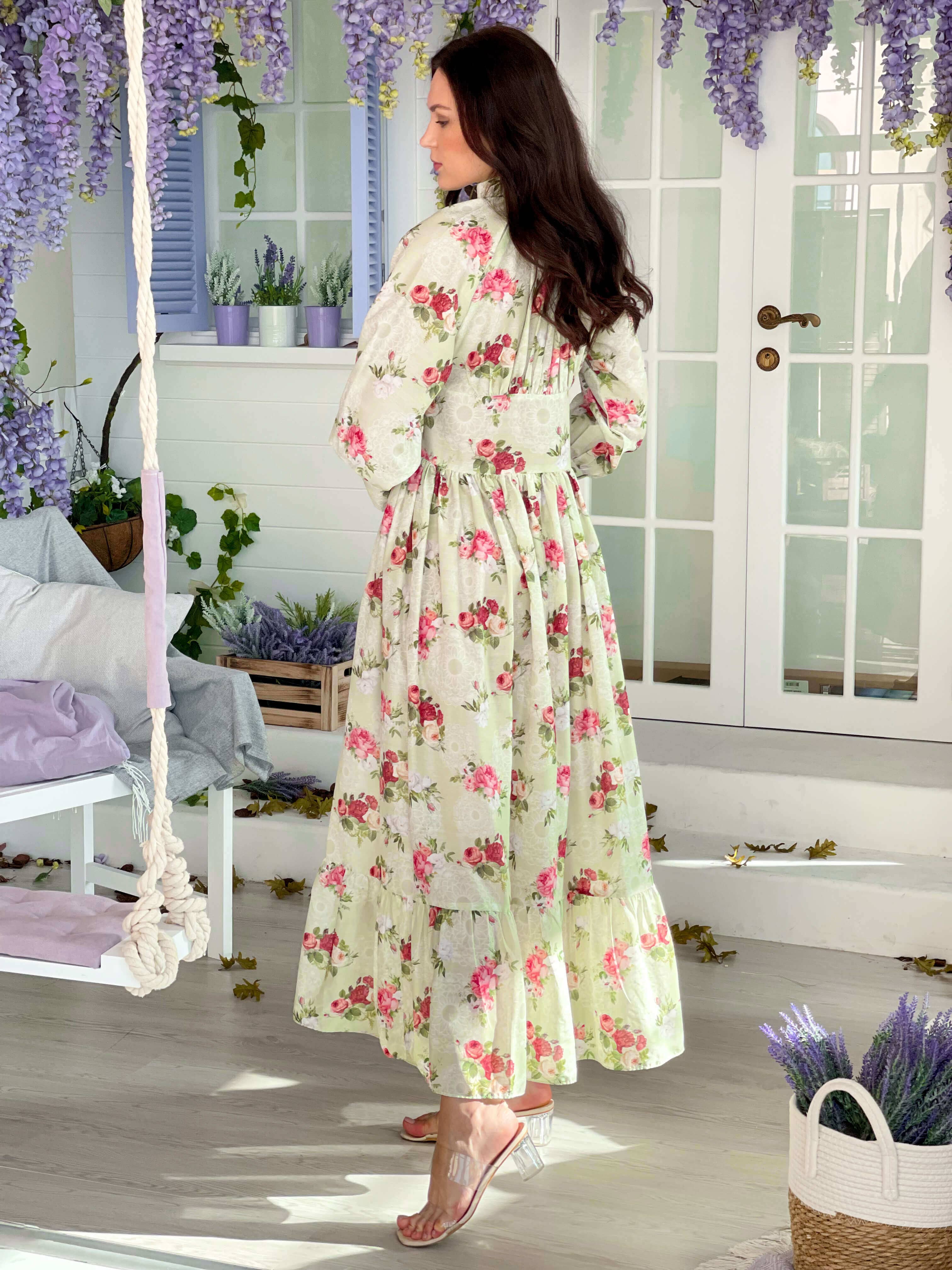 Rococo Pastel Green Floral Dress